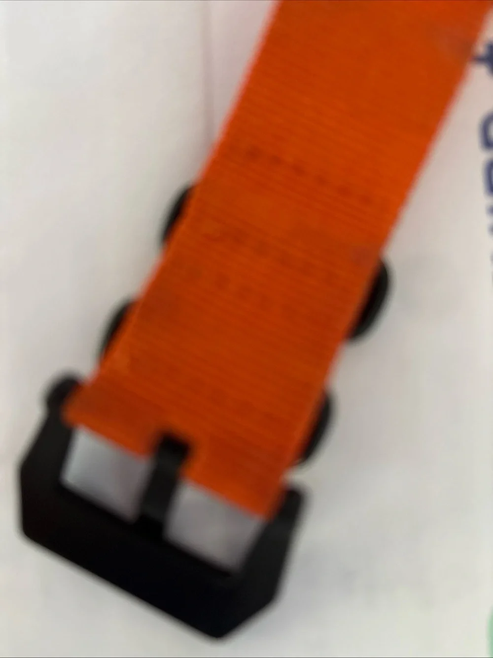 Men's Orange Nylon Web wrist watch band with metal Buckle and 5 loops.